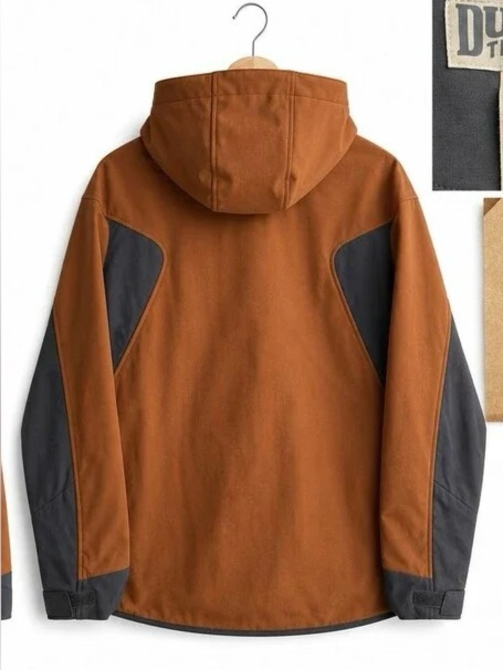 Duluth Trading Co Black Hills Windfront Hooded Windbreaker with Gray Accents - Picture 2 of 7
